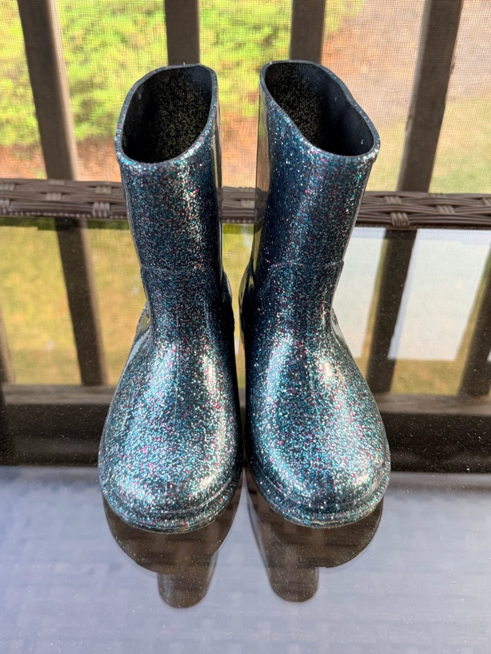 Western Chief Glitter Rain Boots - Teal Multicolor Sparkle Size 10 Toddler